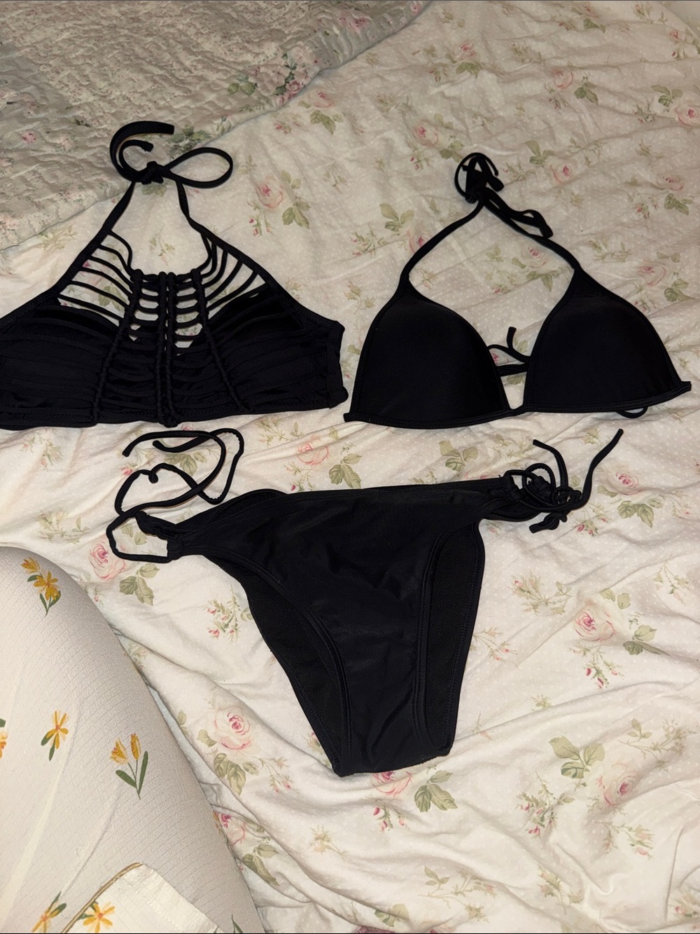 O'Neill Black Strappy Bikini Set - Mixed Tops & Tie-Side Bottoms